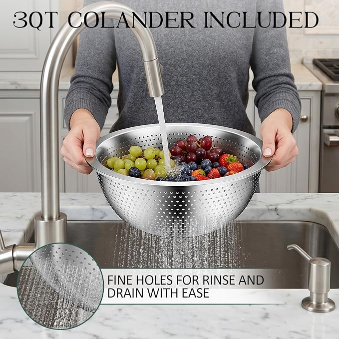 DUTZUN Colorful Mixing Bowls with Strainer, Mixing Bowl with Lids Set, Stainless Steel Mixing Bowls, Kitchen Gadgets Salad Bowls with Strainer for Mixing & Preping & Serving