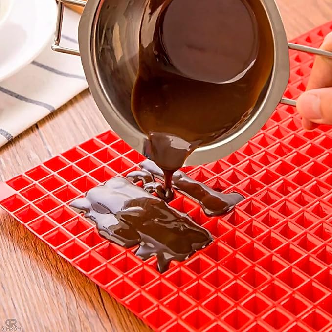 Red Silicone Baking Mat, 16 x 11.42 In, Non-Stick, Pyramid Design | Easy-to-Clean Silicone Pyramid Baking Mat; Suitable for Oven & Microwave; Fat Filtering Surface; for Roasting, BBQ, and Bacon