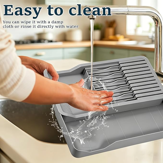RIIPOO Expandable Drawer Knife Organizer, Adjustable Kitchen In-Drawer Knife Block Holder