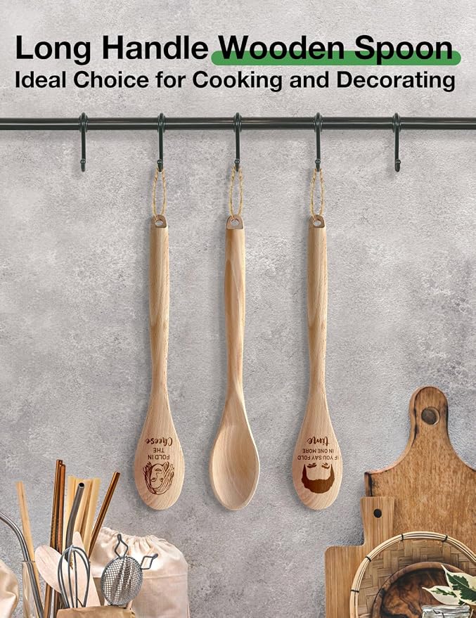2PCS Funny Wooden Spoons for Cooking, Novelty Friends TV Show Decor for Women, Kitchen Cooking Spoons Decor Accessories Housewarming Gifts for Chef Woman Fans