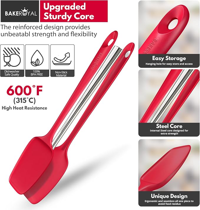 BakeRoyal Silicone Spatulas Set - Red