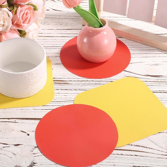 LUTER 4pcs Jar Opener Gripper Pad for Seniors with Weak Hands, Rubber | Multi-function Silicone Bottle Opener Lid Cap Rubber Gripper Pads Kitchen Coasters Gadgets, Yellow, Red