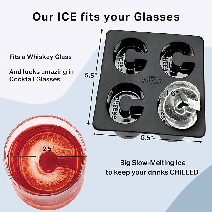 DRINKSPLINKS Custom Letter C Ice Cube Molds. Monogram Ice Cube Mold with Initials. Large Monogrammed Silicone Trays for Bourbon, Whiskey and Cocktails. Fun, Customized Gifts for Men and Women.