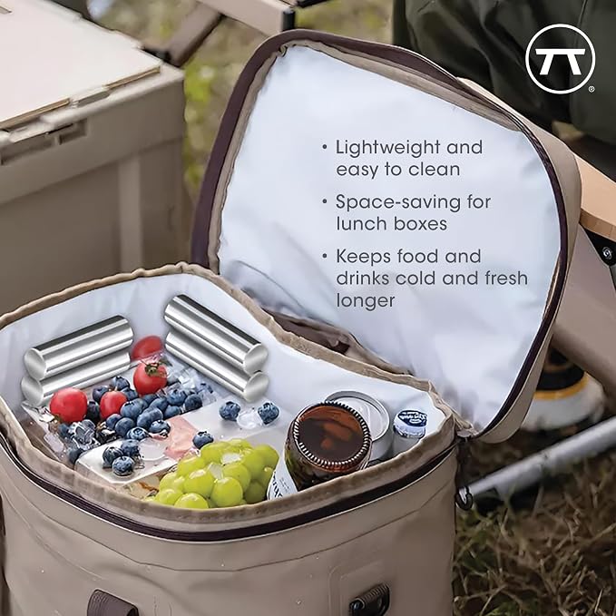 Outset Stainless Steel Cylinder Ice Packs, Set of 2 Metal Lunch Box Coolers | Cylinder Ice Pack | Reusable Travel & Lunch Box Ice Packs | Long Lasting Cold | Thin Ice Pack | Durable Stainless Steel Set