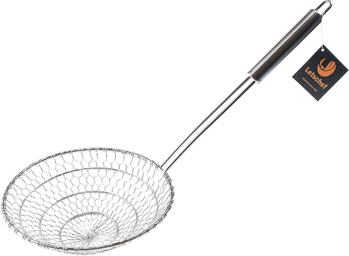 Stainless Steel Spider Strainer Asian Kitchen Mesh Wok Strainer Wire Food Cooking Skimmer Basket, 6-Inch, Hand-Made
