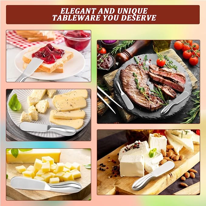Premium Stainless Steel Cheese Tool Set - 6 Piece Cheese Knife Set - Cut, Spread All Your Favorite Cheeses (6 Silver Round Cheese Knife)
