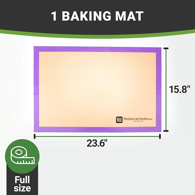 Restaurantware Full Size Baking Mat 1 Heat-Resistant Cooking Mat - Allergen-Safe Reusable And Ultra-Durable Tan And Purple Silicone Nonstick Mat For Pans And Rolling 23.6 x 15.75 Inch