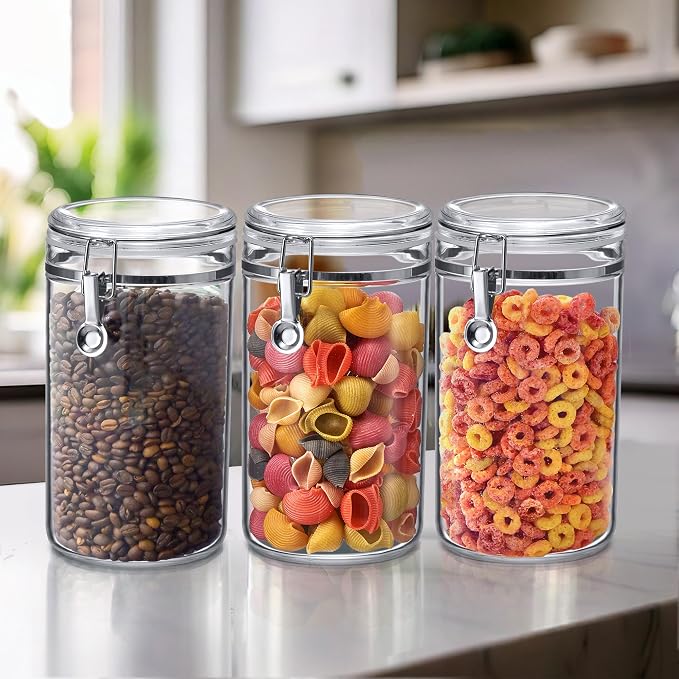 Cathy - 70-Ounce Plastic Canister (Set of 3), Plastic Airtight Food Container, Stackable for Pantry Storage, BPA-Free and Shatter-Proof, Perfect for Home and Commercial Use