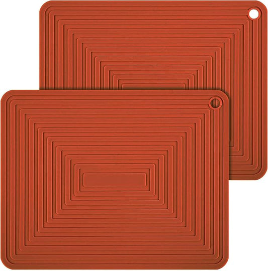 Silicone Trivets for Hot Dishes, Pads for Kitchen, Trivet for Hot Pots and Pans, Silicone Pot Holders Table Mat, Trivets for Quartz Countertops, Heat Resistant Mats Set 2 Burgundy