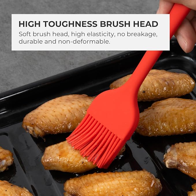 Mini Silicone Basting Pastry Brush, Cooking Brush for Oil Sauce Butter Marinades, Food Brushes for BBQ Grill Kitchen Baking, Baster Brushes Food Grade, 4 Pack Multi Color