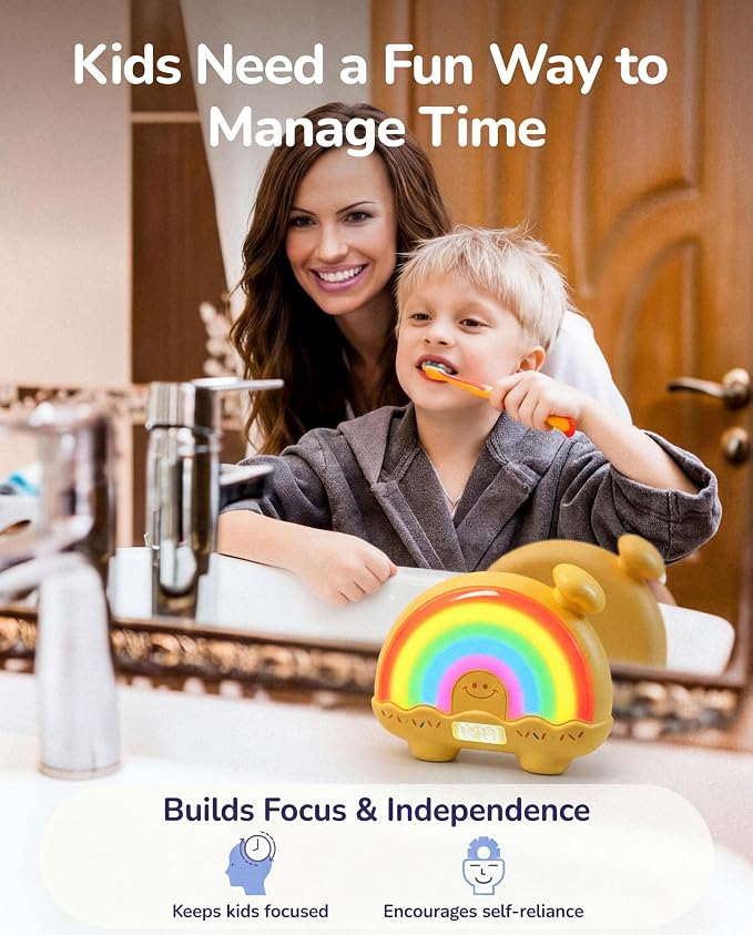 Timer Pal Rainbow Timer for Kids, Visual Timer for Kids with Night Light, Color-Changing Magnetic Visual Timer for Classroom/Calming Corner/Home (Yellow)