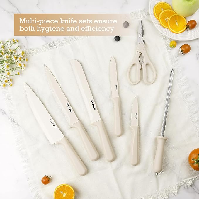 8 Piece Kitchen Knife Block Set with Sharpener,Dishwasher Safe,German Stainless Steel with Ergonomic Handle Anti-slip Handle