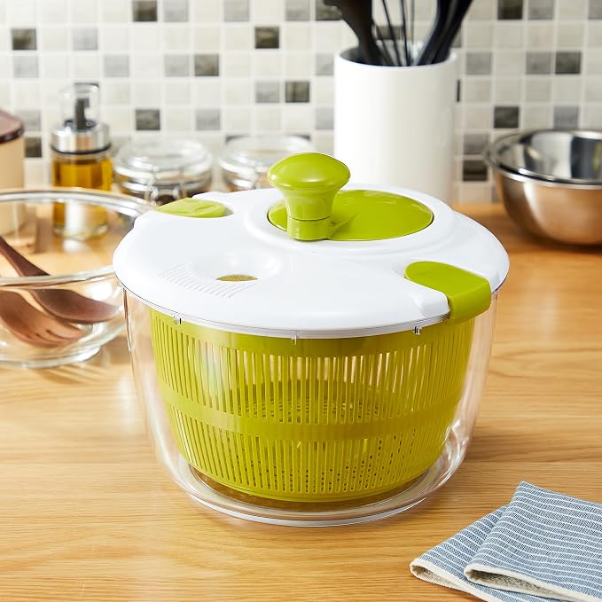 Wahei Freiz KR-7339 Salad Spinner, Vegetable Drainer, Kitchen Assist, 9.4 inches (24 cm), Preparation, Vegetable Noodles, Macaroni