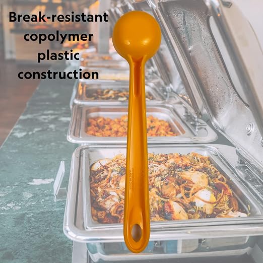 Rite-Size 2 oz. Solid Round Circle Server Portion Utensil, Copolymer Plastic Heat Resistant Professional Cooking Tool, Yellow