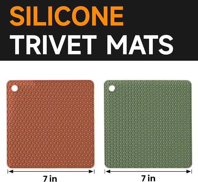 Silicone Trivets for Hot Dishes, BPA FreeNon-Slip Heat Resistant mat Countertop Protector, Silicone Pot Holders for Hot Pots and Pans, Food Grade Silicone Morandi