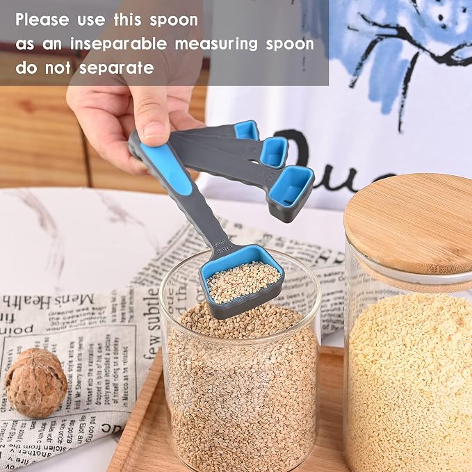 Collapsible Measuring Cups and Spoons Set, Silicone Measure Cups & Spoons, Engraved Markings Measurer Cups Spoons for Baking and Kitchen Green