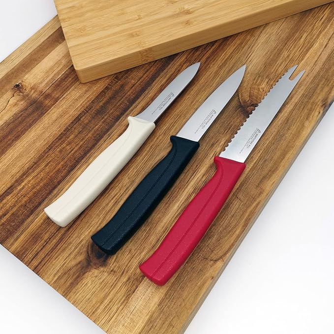 Paring Knife Set, MATTSTONE HILL Kitchen Prep Knife Set -Peeling Knife, Serrated Tomato Knife, Kitchen Utility Knife, Paring Knife, German Steel, Blue, White, Black, Red