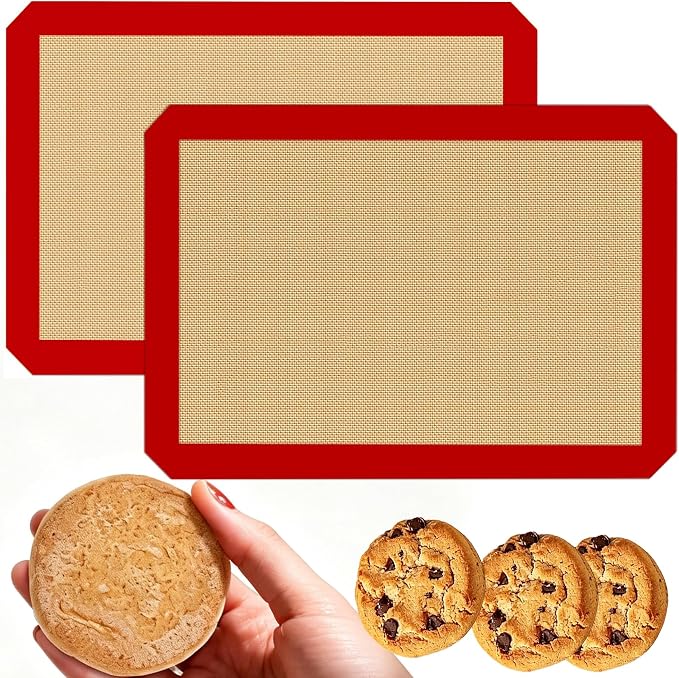Silicone Baking Mat - Half Sheet Baking Mat, Set of 2 | Non-Stick, Heat Resistant, Food Safe, Reusable, Dishwasher Safe, 16.5"x 11.6"