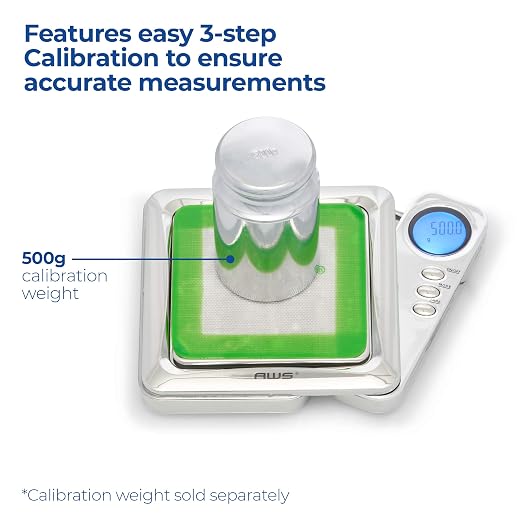 American Weigh Scales Blade Series Digital Precision Pocket Weight Scale, Gray, 650 X 0.1G (BL-650-GRY) (Silver, 1KG)