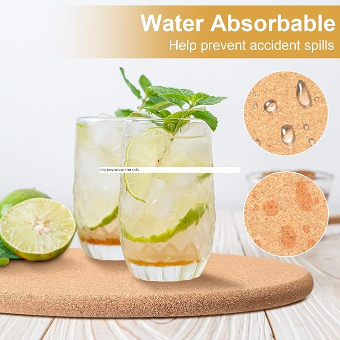 Panitay 24 Pack 8 Inch Round Cork Trivets Thick Hot Pads Bulk Cork Trivets for Hot Dishes, Heat Resistant Multifunctional Large Coasters Set for Kitchen, Countertop, Table