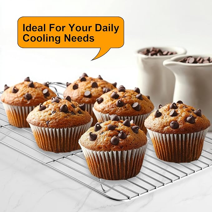 TeamFar Cooling Rack, 11.7” x 9” Stainless Steel Wire Baking Rack for Cooking Roasting Grilling, Fit for Oven Pan, Oven & Dishwasher Safe, Non-toxic & Heavy-Duty, 2PCS