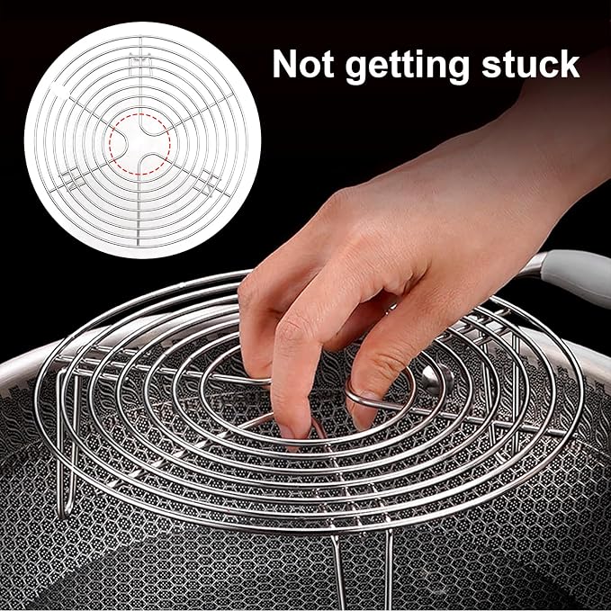 Round Steamer Rack and Cooling Rack,Stainless Steel Pot Trivet, Cooking Rack,Wire Steamer Kettle Rack Holder, Air Fryer Cooking Steamer Rack for Baking Canning Cooking Steaming, 8.7''X2.8''