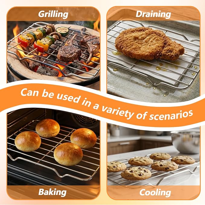 Small Cooling Rack, Stainless Steel Small Wire Rack for Cooking, Heavy Duty Small Baking Rack, with 4 Legs Rectangle Wire Cooking Racks for Meat, 5.3 X 8.46Inch