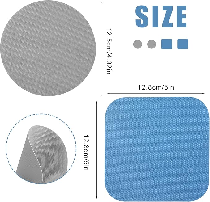 LUTER 4pcs Jar Opener Gripper Pad for Seniors with Weak Hands, Rubber | Multi-function Silicone Bottle Opener Lid Cap Rubber Gripper Pads Kitchen Coasters Gadgets, Blue, Gray