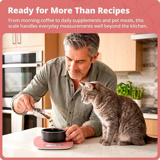 Greater Goods Food Scale – Digital Kitchen Scale, 1g Precision, Easy-Tare & Quick Conversion, Slim Compact Design, Durable & Portable | Ideal for Cooking, Baking & Meal Prep (Coral Pink)