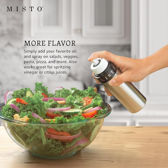 Misto Gourmet Olive Oil Sprayer Set of 2 Aluminum Bottles - Refillable Pump Mister for Cooking, Salads, Grilling - 3.2 oz Each, No Propellants