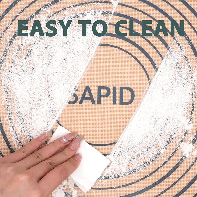Sapid Thick Silicone Pastry Mat Baking Dough Rolling Extra Large 20" x 28" | Non-slip with Measurements for Non-stick Dough Rolling, Pie Crust, Kneading Mats, Countertop, Placement Mats (Gray)