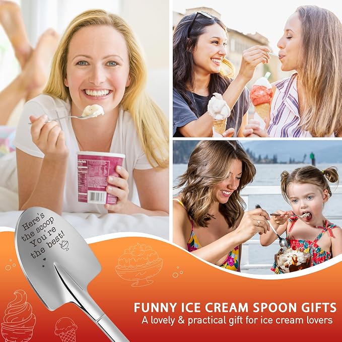 Funny Inspirational Ice Cream Shovel Spoon Encouragement Gifts for Best Friend Sister Work Bestie, Unique Teacher Nurse Appreciation Week Thank You Gifts for Women Men Boss Coworker Employee Christmas