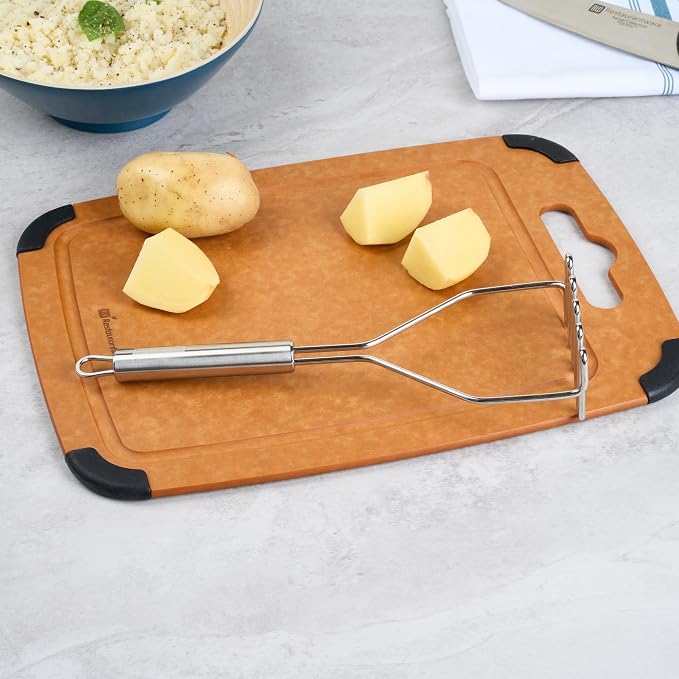 Restaurantware Stainless Steel Potato Masher - German Standard Heavy Duty Vegetable Masher, Ergonomic Handle, Dishwasher Safe - Avocado Guacamole Masher for Potatoes, Beans