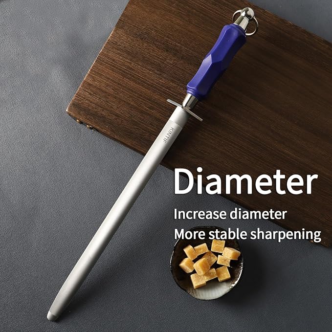 Honing Steel 10 inch Professional Knife Sharpener Honing Rod, Fine Lines, High Carbon Steel, High hardness, Knife Sharpening Steel