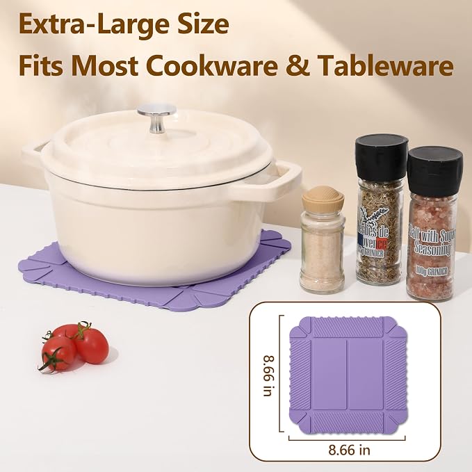 Magnetic Silicone Trivet & Pot Holder, Kitchen Heat Resistant Mat | Trivets for Hot Dishes, Hot Pots & Pans, Non-Slip Hot Pads for Countertops & Dining Table & Oven, Jar Opener & Spoon Rest