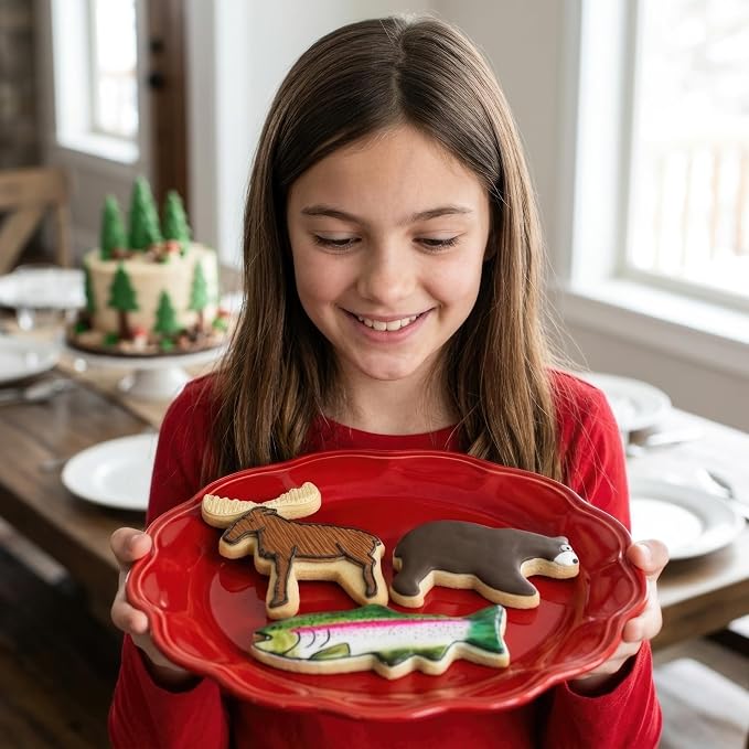 Ann Clark 3-Pc. Mountain Wildlife Cookie Cutter Set, Made in USA, Large Grizzly Bear, Moose and Fish