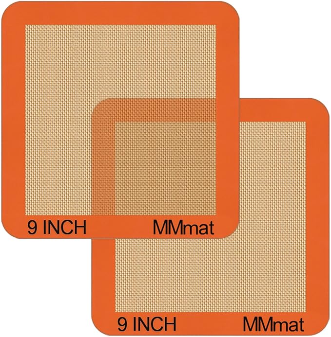 Best German Silicone Baking Mats - 9 inch | Set of 2 Square Non-Stick Reusable Air Fryer Linner, Non Slip, BPA Free, PFOA Free, Non-toxic, Dishwasher Safe