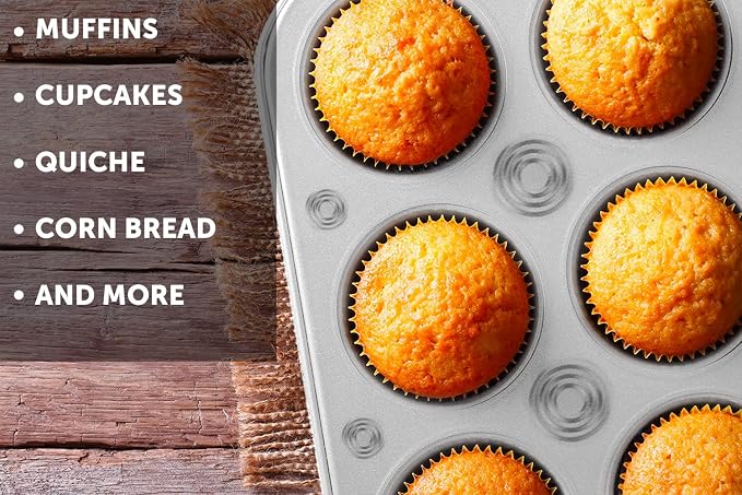 Non-Stick Muffin Pans, 6-Cup Steel Bakeware (2 Pack)