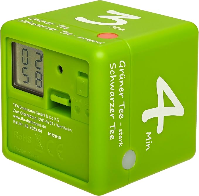 TFA Dostmann Digital Tea Timer, Green, L 60 x B 60 x H 60 mm