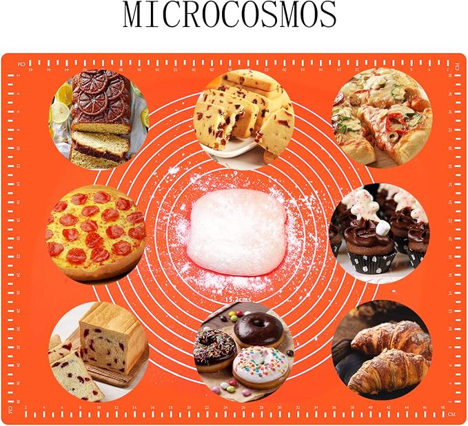 Extra Thick Silicone Baking & Pastry Mat with Measurements, Non-Stick, Non-slip, Countertop Safe, EZ to Clean. Great for Rolling Dough; Kneading Fondant; Cut Pasta; Make Pizza, Cookies. 19.6" x 15.7"