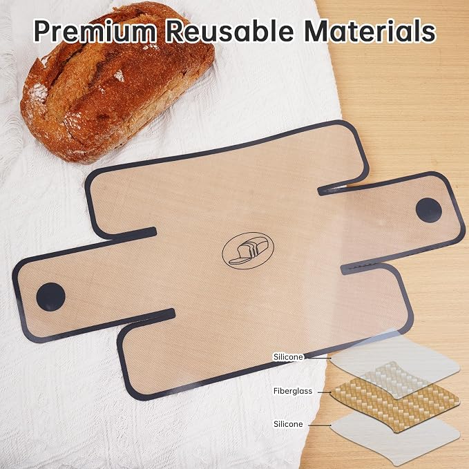 NiHome 4-Pack Silicone Bread Loaf Pan Liners, Reusable and Nonstick Silicone Bread Sling, Fit for 9x5, 9.5x5, and 10x5 Inch Loaf Pans, Dishwasher Safe, Easy to Clean (Brown)