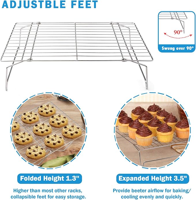 P&P CHEF 16 Inch Baking Sheet with Rack Set, Pans with Stackable Racks | 2 Baking Sheets + 2 Cooling Wire Racks, Dishwasher & Oven Safe, Non-toxic & Lasting Use, Fit for Regular Oven