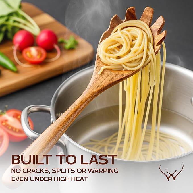 20 Pcs Teak Wooden Utensil Set – Premium Cooking Utensils Set, Natural Wooden Spoons for Cooking - Sturdy Kitchen Utensils & Cooking Spoons for Every Chef
