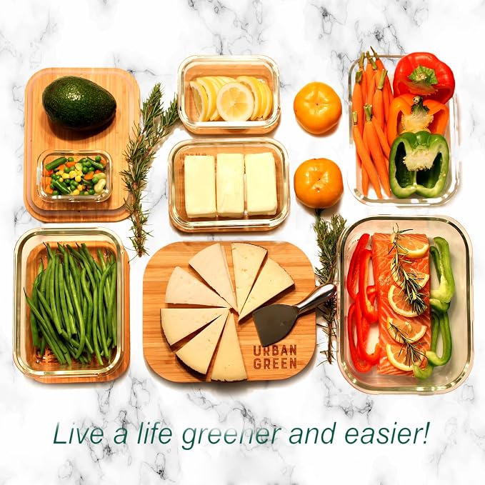 Glass Food Storage Containers, XXLarge Size, 76oz/2260ml, 2 Pack - Bamboo Lids, Microwave & Freezer Safe, Meal Prep & Pantry Organization