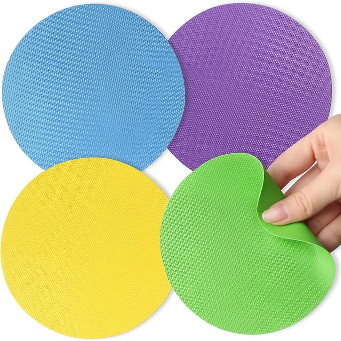 Aixoom Rubber Jar Opener Pads Set of 4, Non-Slip Gripper Pads for Jars | For Seniors & Weak Hands, Heat-Resistant Trivet, Kitchen Coaster & Jar Lid Grip for Jars and Bottles (Circle)