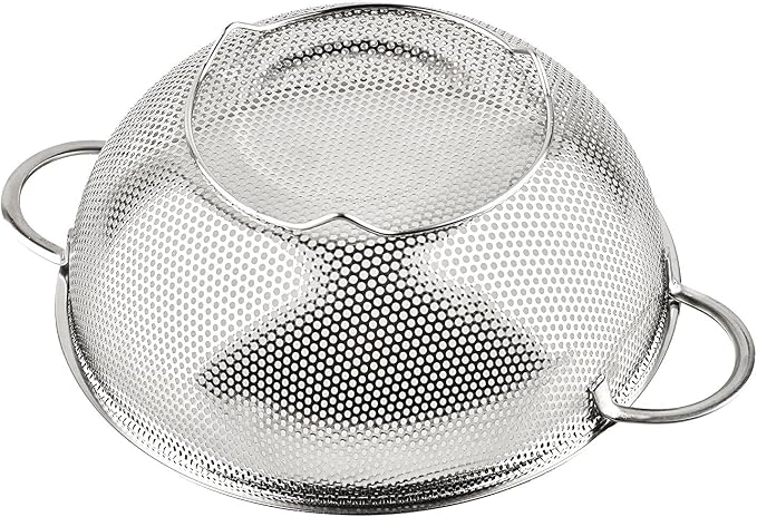 3-Piece Stainless Steel Mesh Micro-Perforated Strainer Colander Set (1-Quart, 2.5-Quart and 4.5-Quart)