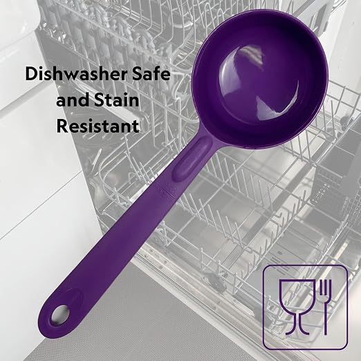 Cook's Rite-Size 12 oz. Solid Round Circle Server Portion Utensil, Copolymer Plastic Heat Resistant Professional Cooking Tool, Purple