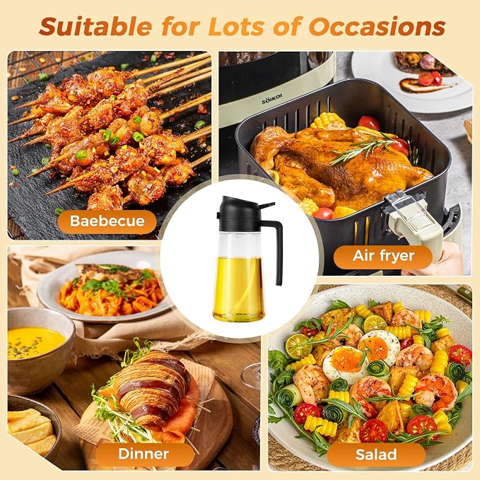 Blendura Oil Sprayer 2 in 1 for Cooking Oil, 470 ml Oil Spray Bottle, Oil Sprayer Can Oil Spray and Pour for Kitchen, Cooking, Grilling, Hot Air Fryer, Salad, Baking