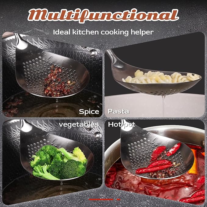 Skimmer Slotted Spoon,304 Stainless Steel Ladle/Strainer for Cooking and Frying, Pasta Strainer/Frying Spoon for Kitchen and Colander