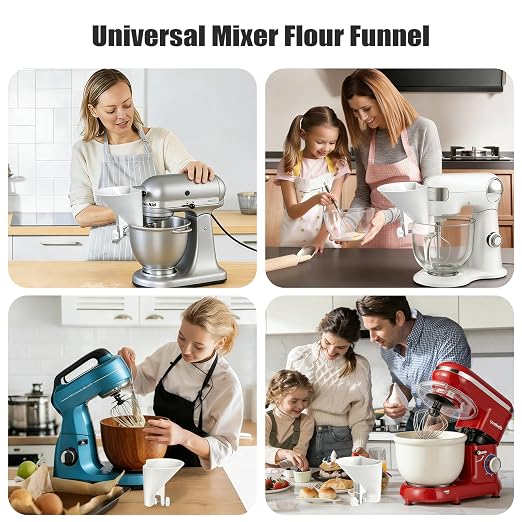 Flour Funnel for Kitchen Aid Mixer,KitchenAid Accessories and Attachments for Multiple Stand Mixers 3.2Qt-7Qt,Wide Mouth Pouring Chute Durable Dishwasher Safe Baking Mothers Day Gift for Women